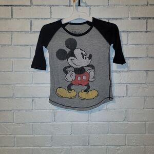 Disney Mickey Mouse Raglan T-shirt - Kids' Size S (6/6X) - Pixelated Graphic Tee